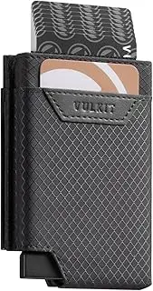 [VULKIT] Bifold Pop up Card Holder with Money Compartment Business Card Case Minimalist Front Pocket Wallet for Men (Grey)