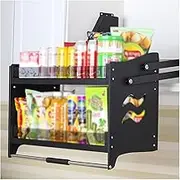 Cabinet Pull Down Shelving,Upper Kitchen Storage Shelf,Heavy-Duty 2-Tier Wall Seasoning Rack,Space Saving for Home Cafe(750mm)