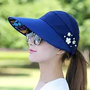 [sarge knives] Summer Hats for Women Foldable Sun Hat Pearl Flower Visor Suncreen Floppy Cap Female Outdoor Casual Baseball Cap Hat for Woman