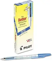 Pilot The Better Ball Point Pen Refillable Ballpoint Stick Pens, Fine Point, Blue Ink, 12-Pack (36011), Dozen Box (0.7mm - Fine)