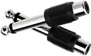SING F LTD 10Pcs 6.35mm Mono 1/4" Jack Plug to Phono RCA Socket Audio Adapter Set Black