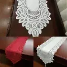 Elegant Oval Table Runner with Floral Lace and Tassels for Dining Room