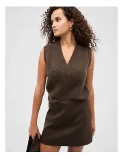 [Seed Heritage] Lofty V Neck Vest in Brown