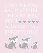 Pink And Gray Girl Woodland Nursery Print, Girl Fox Family Nursery Decor