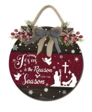 Jesus is The Reason for The Season Sign Rustic Christmas Wood 12" Sign-3