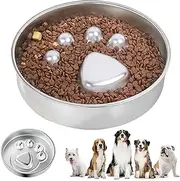 Slow Feeder Dog Bowls - Stainless Steel, Pet, Training | Medium Food Bowl with Anti-Choking Feature Dish for Fast Eaters Feeding Mealtime Portion Control Kitchen Indoor Use