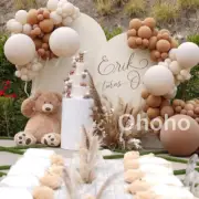 Baby Shower Balloon Garland Kit Brown Cream Biege Birthday Balloon Arch Baptism