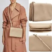 OROTON Crossbody Bag Byron Pebble Leather Brass Hardware Fawn NWT Dustbag