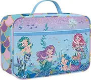 Clastyle Blue Mermaid Insulated Lunch Bag for Kids, Portable Large Thermal Cooler Lunch Bag for Girls, School Lunch Box Bag with Bottle Holder