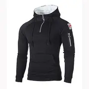 Men's Hoodie Pullover Hoodie Sweatshirt Quarter Zip Hoodie Fleece Hoodie Black Red Light Grey Dark Gray Hooded Plain Zipper Pockets Sports Outdoor Daily Stree