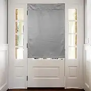 sourcing map Blackout Door Curtains, French Side Door Window Curtain for Privacy, Glass Patio Front Doors Sidelight Tie Up Shade, Light Gray, 26" x 49", 1 Panel