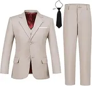 [Aowdoy] Boys Suits Set Slim Fit Kids Toddler Tux Suit for Teen Boy Wedding Outfit Communion Dress Clothes with Jacket Vest Pants Tie