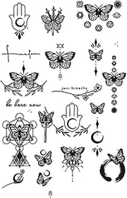 Temporary Tattoos,Butterfly HC-BB-854,Butterfly Tattoos,Resilience,Lasts 1-2 Weeks,Real Tattoo Look,Water-Resistant,18 x 11 cm