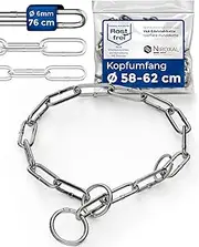 Chain Choke for Dogs with Head Circumference 58-62 cm Made of Stainless Steel V4A Dog Chain with Pull Stop Chain Collar Long Links 6 mm Thick and 76 cm Total Length