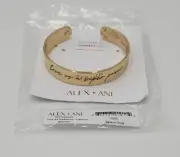 Alex + Ani Bangle Cuff Bracelet Love Is A Superpower Shiny Gold Color New