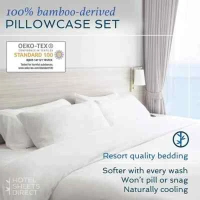 Hotel Sheets Direct-100% Bamboo-derived Pillow Cases KING Size - Set of 2, 20x40