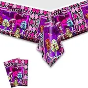 We1Fit 2Pcs Monster-High School Tablecloth Disposable Tablecover Birthday Party Supplies and Decorations for Kids Baby Shower Rectangle Tables 70"X42"