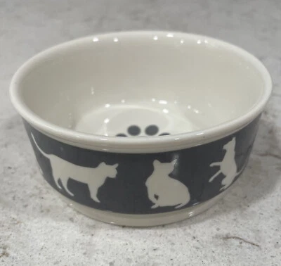Bone Dry Gray White Ceramic 4” Cat Pet Replacement Bowls Microwave & Dishwasher