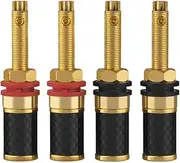 Dpaaoyer 4Pcs HIFI Audio HIFI Gold Plated Copper Speaker Binding Post Female Banana Jack Connector Long Column Without Welding