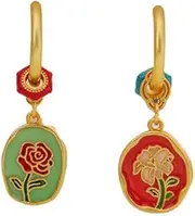 [AIMALL] Original New Chinese Fashion Double-Sided Flower Earrings, Retro Color Oil Drop Design, High-End Niche Light Luxury, Distinctive Craftsmanship