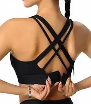[BYAWAY] High Impact Sports Bra for Women - Criss-Cross Back, Molded Cups, Hook and Eye Closure - High Support Running Bra