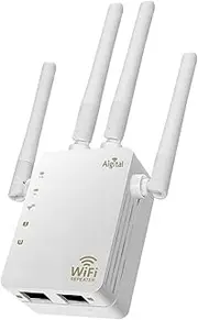 1200 Mbit/s WLAN Amplifier Repeater Dual Band 2.4GHz & 5GHz, WiFi Extender Internet Booster with WPS, Ethenet LAN, 4 x 3dBi Antennas - Up to 200 m² Compatible with All WLAN Devices