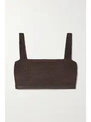 [Calle Del Mar] Calle Del Mar - Stretch-knit Bralette - Chocolate - small small Brown