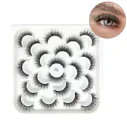 Nevenka 10 Pairs 3D False Eyelashes Reusable Wispy Cat Eye Natural Look Lashes-113