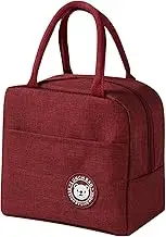 Lunch Bag Waterproof Insulated Lunch Tote Reusable Cooler Lunch Box Retain Freshness Large Capacity Meal Container with Side Pocket & Round Handle Easy to Carry for School Work Picnics Travel (Red)