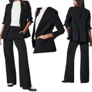 NEW Spanx Perfect Collarless Blazer Oversized Relaxed Classic Black Size Large