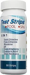 Multipurpose 50pcs Residual Chlorine Value Alkalinity Hardness Tester 6-in-1 Water Test PH Strips for Pool Spa
