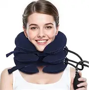 Neck Stretcher, Cervical Traction Device, Neck Traction Device for Neck Pain Relief, Adjustable Inflatable Stretcher Cervical Traction and Brace, Neck Decompression Home Use (Blue)