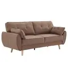 Sarantino 3 Seater Modular Linen Fabric Sofa Bed Couch Futon Suite - Brown