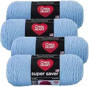 [Red Heart] Super Saver Yarn (4-Pack of 7oz Skeins) (Light Blue)