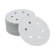 Sandpaper Round 150x150mm 60 Grit 50 Pcs White Hook & Loop Sanding Sheets