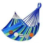 DOUBLE HAMMOCK Canvas Cotton Brazilian for Patio Porch 2 Person Blue Green GOCAN