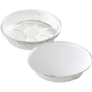 Foil Round Oven Trays with Silver Lids 23cm x 4cm (Pack of 4)