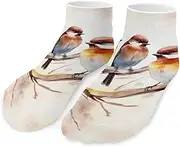 [QMNVBDS] Birds Resting on Tree Branch Socks Ankle Length Socks Casual Short Socks for Women Men Low Cut Sports Socks Running Socks No Show Socks Ankle Socks Athletic Socks Workout Socks, Style, One