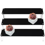 Cupcake Three Tier Shelf Black Acrylic Figure Display Ladder