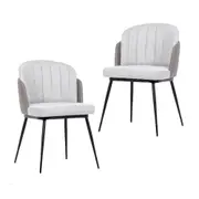 HomeStar Set Of 2 Royale Velvet Fabric Kitchen Dining Chair W/ Gold Tip Legs - Grey