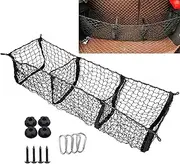 Cargo Storage Mesh Net, 3 Pocket Organizer for Car SUV Van Pickup Truck Bed, Trunk Organizer Net With Multiple Compartments