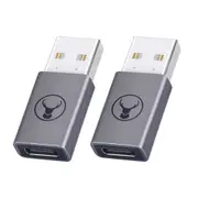 2x Bonelk M USB-A to F USB-C 3.0 Adapter Dongle Converter For Laptop Space Grey