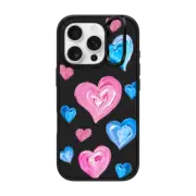 iPhone 16 Pro Impact Ring Stand Case MagSafe Compatible Painted Hearts