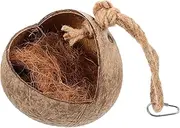 Happyyami Hanging Bird Nest Hut Natural Coconut Shell Bird House Cozy Swing for Play and Environment
