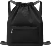 Drawstring Gym Backpack String Bag - Waterproof Nylon Large Sackpack Workout