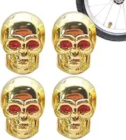 Skeleton Tyre Valve Caps, Skull Tyre Valve Caps, 4 Pieces Skull Tyre Wheel Air Cap Valve Stem Covers - Cool Car Tyre Air Valve Caps for Cars, Trucks, Bicycles, Motorcycles, Fah