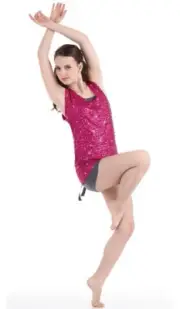 Try FUCHSIA Adult Small Lyrical Dance Costume Sequin Top Over Unitard