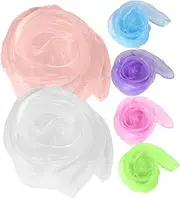 [JEWEDECO] 6pcs Dance Scarf Ribbon Scarf Sensory Items Sensory Items for Classroom Daycare Learning Activities Crafts Pink Headscarf Blush Pearl Tulle Fabric Polyester