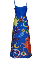 Alemais Guardian Printed Satin Midi Dress - Multicoloured - 14 14