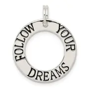 Sterling Silver Polished Enameled Follow Your Dreams Circle Charm
